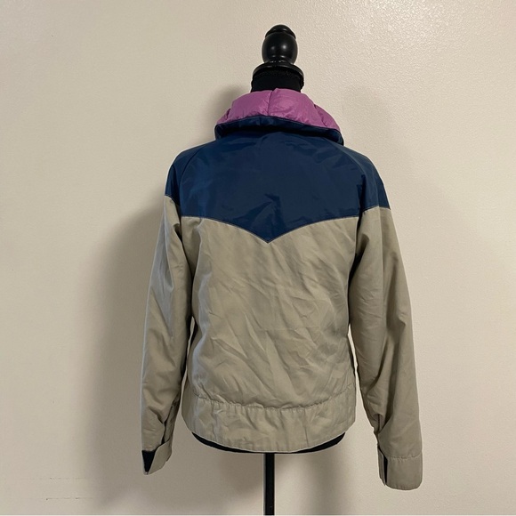 Powderhorn Mountaineering Jacket Girls Size 12 Tan Blue Vintage Down Jacket - Picture 9 of 17